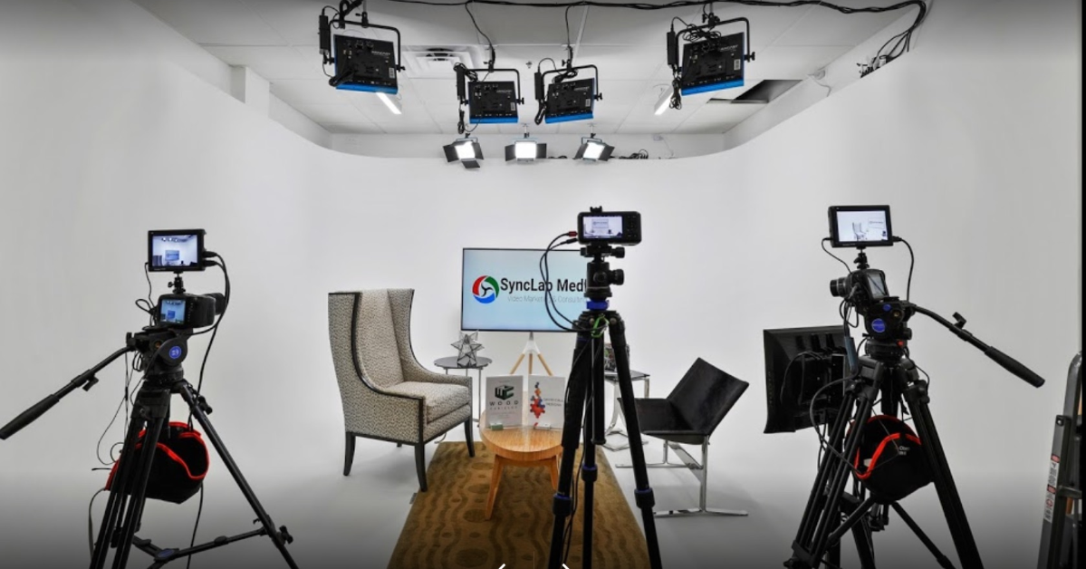 A meeting room that is currently used as a studio for interview