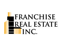 Logo of Franchise Real Estate Inc. featuring a stylized building with yellow and black segments to the left of the company name in black text.