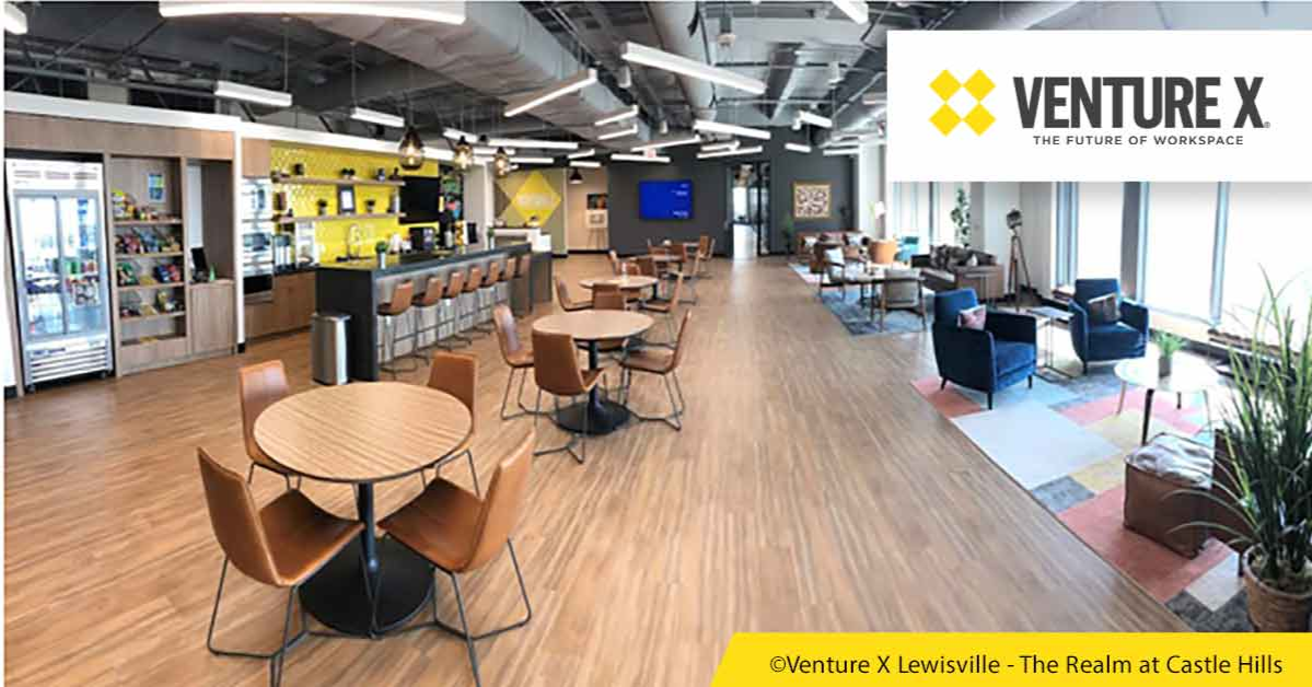 Venture X offers a vibrant coworking space with wooden floors