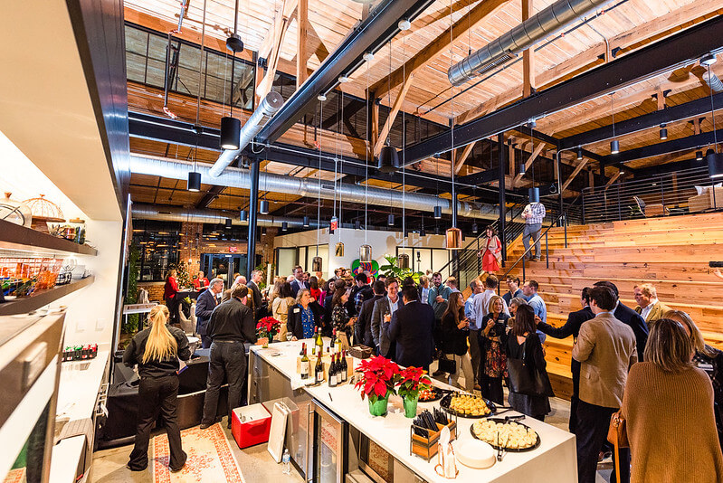 people partying in Venture X event space