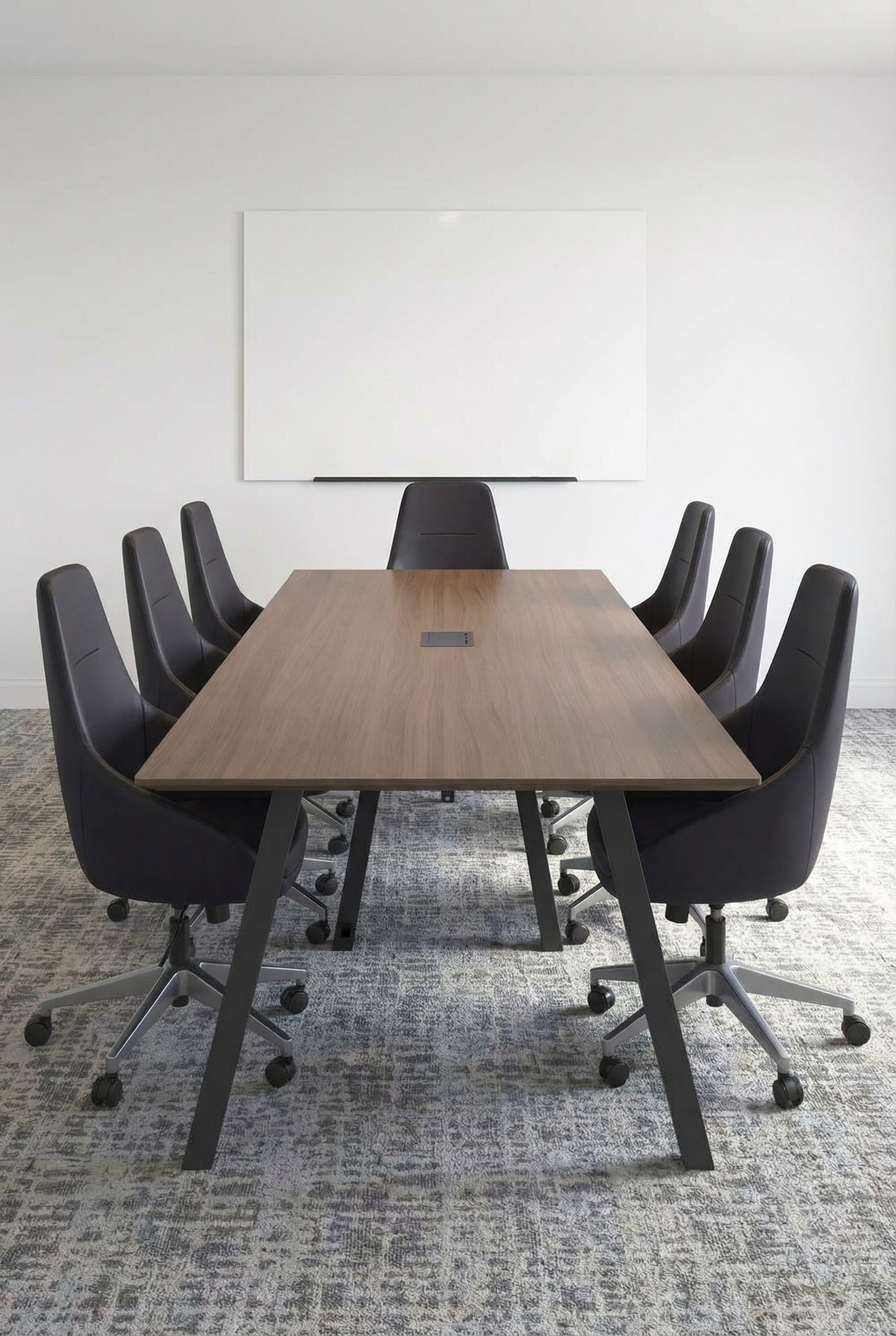 meeting room with 8' walnut conference table and 7 chairs