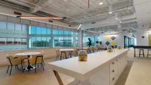 Coworking and community kitchen space at a Venture X location