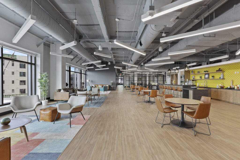 Coworking and kitchen space at Venture X in Lewisville, Texas